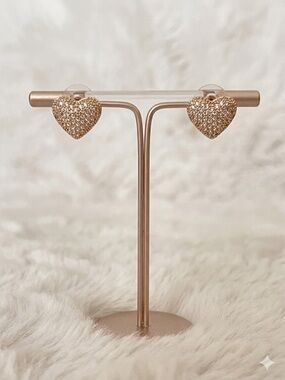 MIXIT Gold Tone Heart Stud Earrings Cubic Zirconia Hypoallergenic Sensitive Ears